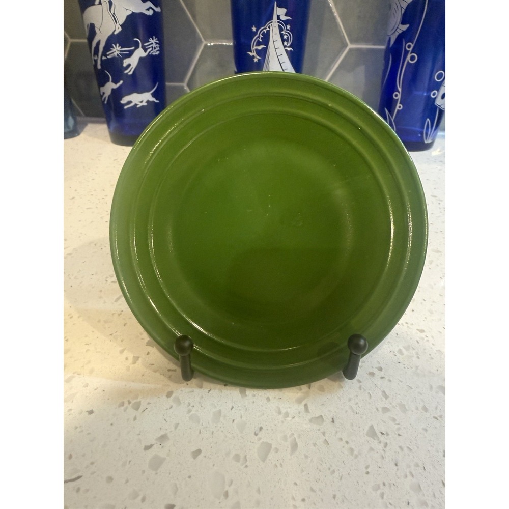 Hazel Atlas Moderntone Little Hostess Green Child Minature 5 1/4" Plate